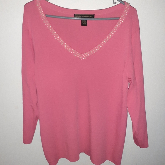 Linda Matthews 1X Shirt 3/4 Sleeves - Picture 4 of 6